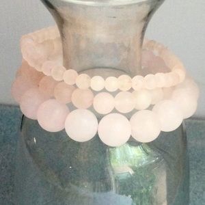 Matte Rose Quartz Bracelets - Set of Three